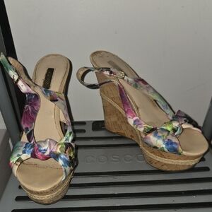 Guess Multicolor Floral Wedge Sandals